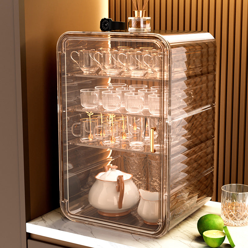 Shelf Transparent cup holder Multi-layer large-capacity cup dust-proof storage box Thickened multi-functional wine glass display box holder