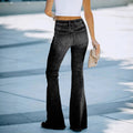 European and american stretch jeans for women - new arrival, hot-selling, elegant commute style, raw hem micro flare jeans, washed fashion denim