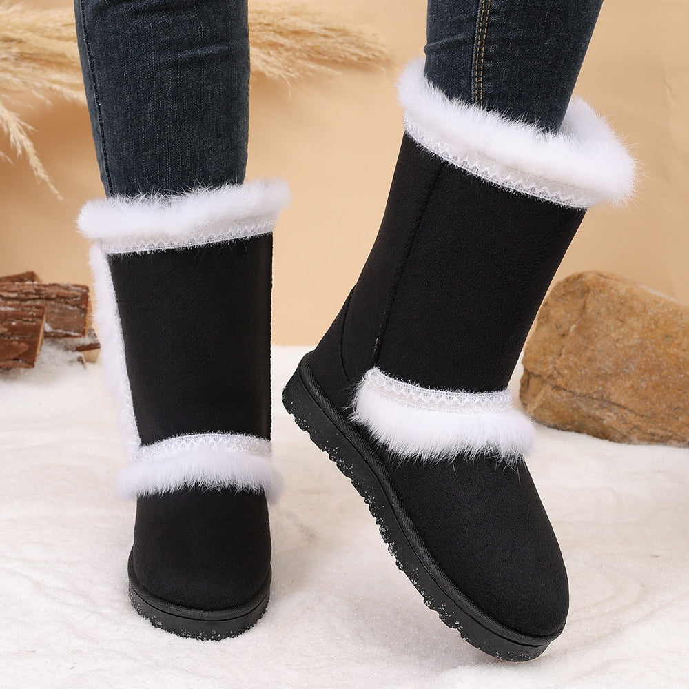 Exportthick sole snow boots fur all-in-onewinter style fleece-linedthickenedpetitesheattechnortheast cotton shoes knee high boots
