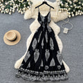 Vacation-style printed cami bohemian dress - women's summer high-waisted slimming a-line maxi dress - elegant outfit