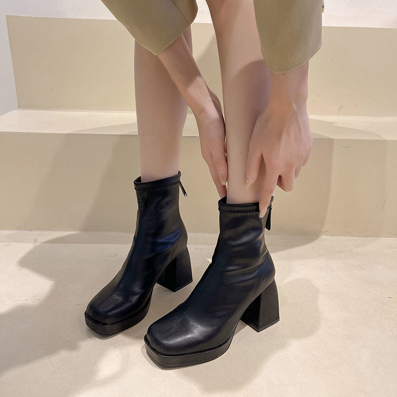 Women's ankle boots 2025 new spring/autumn collection: round toe, platform, waterproof, chunky heel, martin boots, and stiletto boots