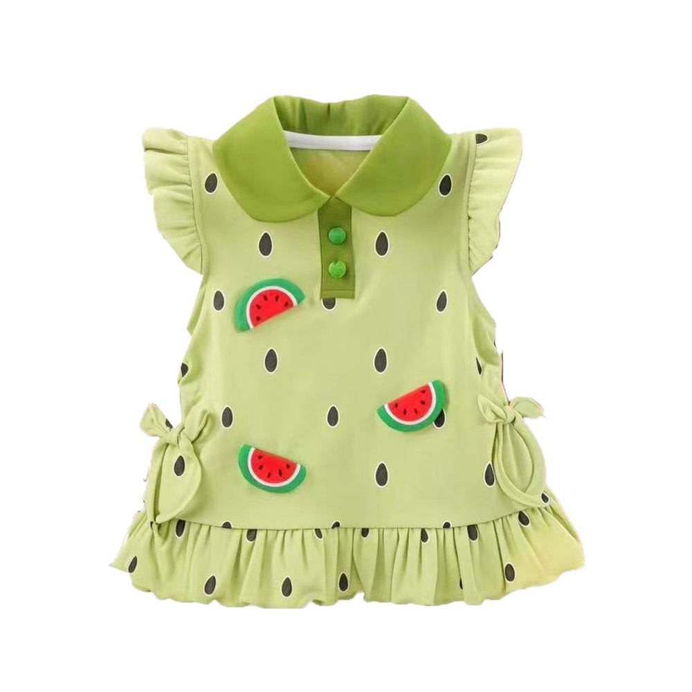 Summer outfit: adorable baby girl's set with peter pan collar and fun watermelon print - unique and stylish design