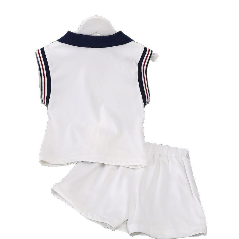 Children's clothing  cross-border kitten pattern white tops+shortssuitgirl new