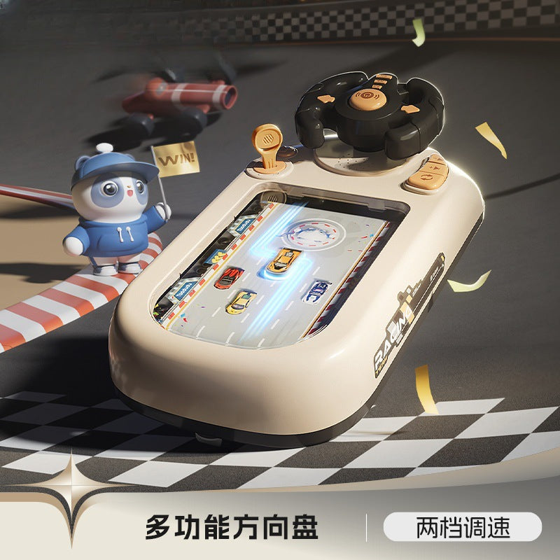 Racing adventure: kids' steering wheel electric desktop game console - avoidance simulation driving educational toy