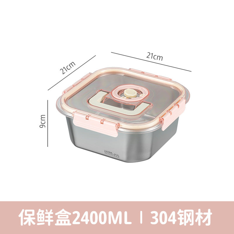 Cross-border fresh-keeping box sealed dumpling box 304 stainless steel sub-packaging refrigerator storage freezing box handle lunch box wholesale
