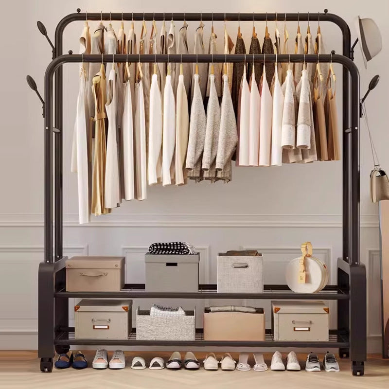 Clothes hanger floor-standing bedroom for home double-pole clothes drying rack clothes rack indoor clothes coat rack thickened balcony clothes pole