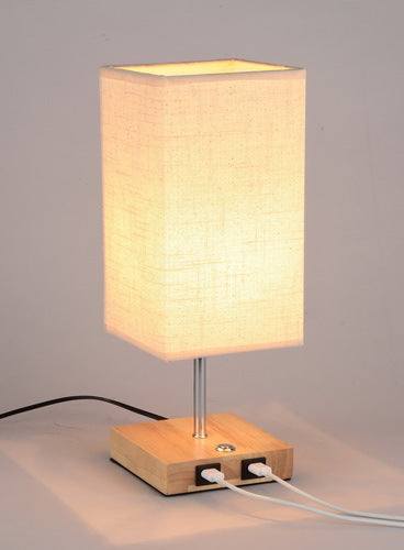 USB charging table lamp wooden base small table lamp  e-commerce  provides E26 zipper lamp holder touch dimming