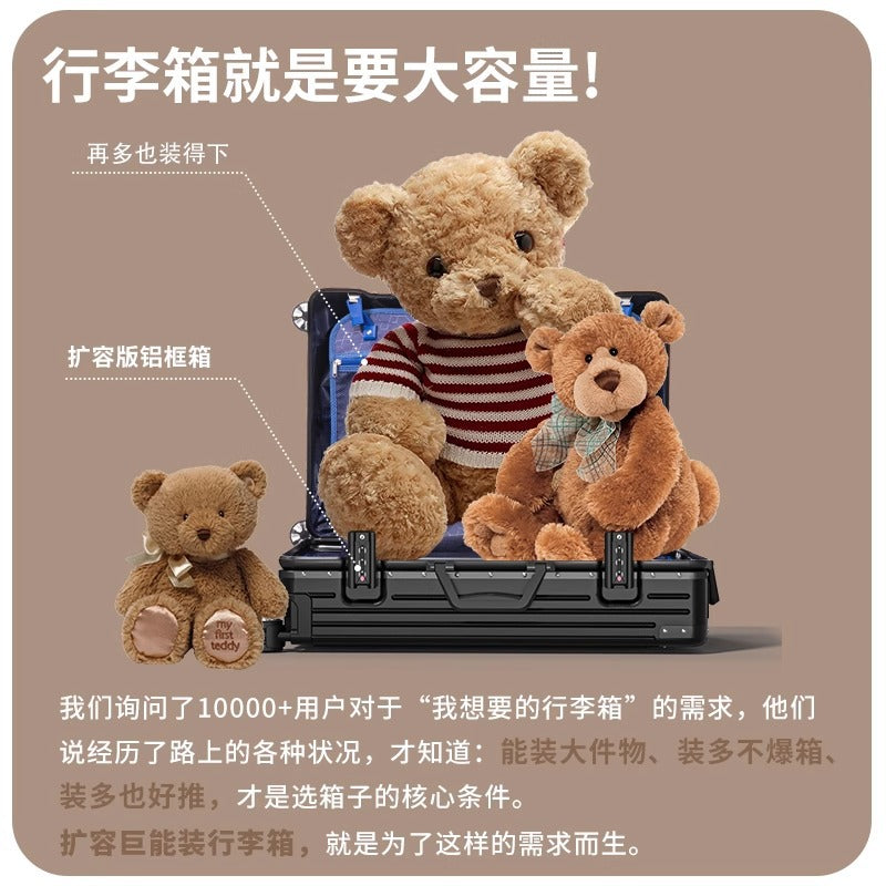 Luggage aluminum frame 20 pull rod box universal wheel 24 female male student 26 boarding password leather box 28inch suitcase