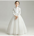 Girls' evening gown princess dress - long sleeve for little girls, perfect for hostesses, flower girls, runway shows, piano performances, flower girl events, and birthday celebrations