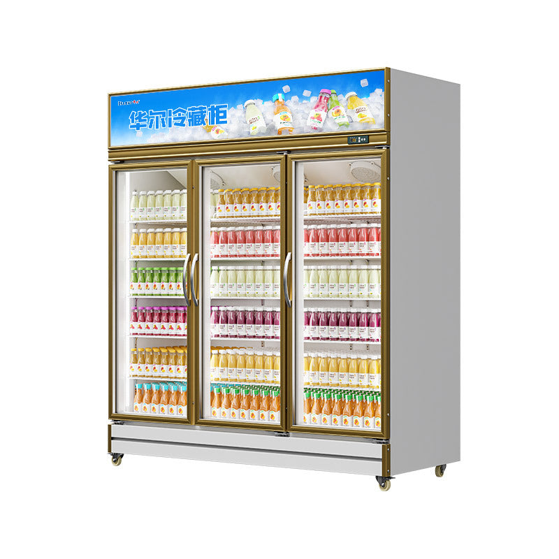 Huaer beverage display cabinet commercial air-cooled fresh-keeping cabinet supermarket wine cabinet convenience store refrigerator three-door refrigerator