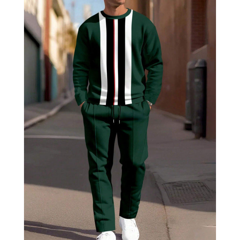 cross-border e-commerce 3d digital print men's autumn/winter new casual fitted long-sleeve hoodie and pants set