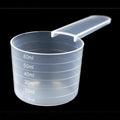 Plastic measuring spoon 60ml milliliters plastic mask feed fertilizer pesticide laundry detergent powder measuring spoon filled with water 60g grams