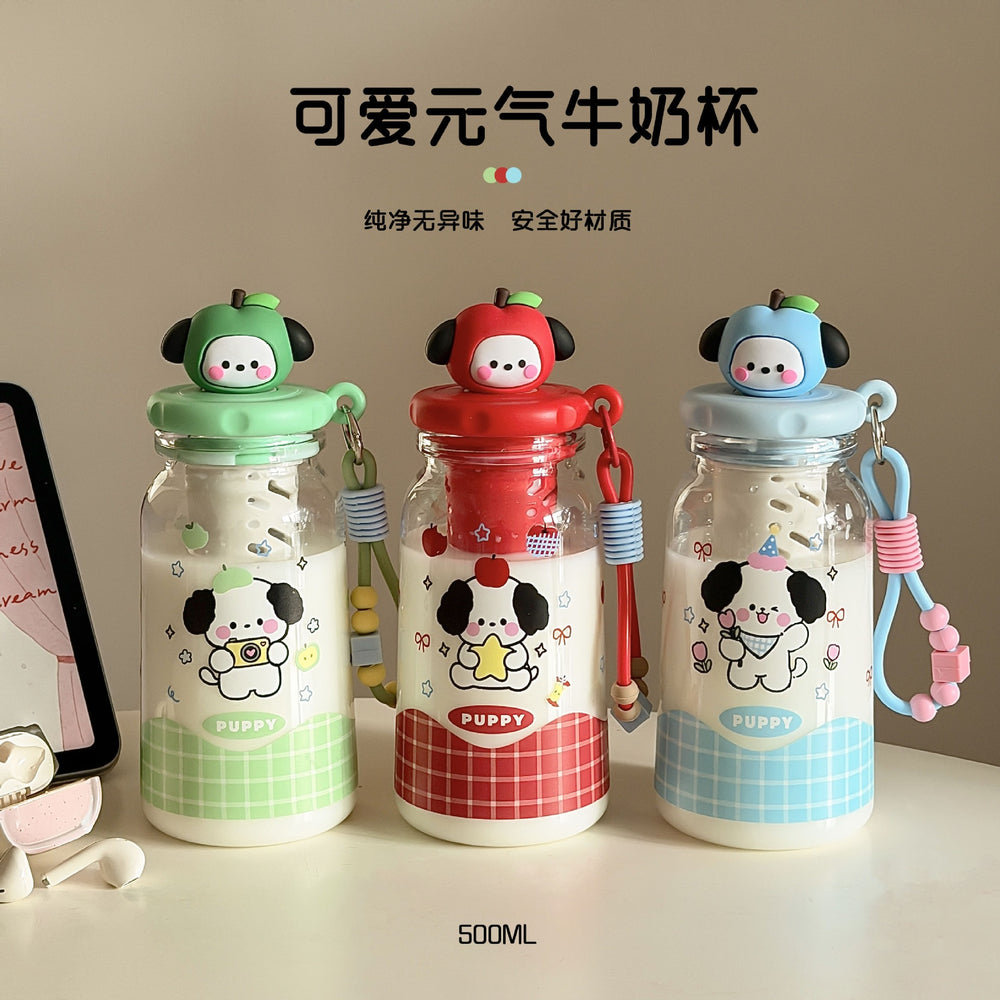 New tritan cartoon plastic water bottle - stylish, portable straw cup for students, kids, and adults with tea infuser