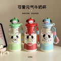 New tritan cartoon plastic water bottle - stylish, portable straw cup for students, kids, and adults with tea infuser
