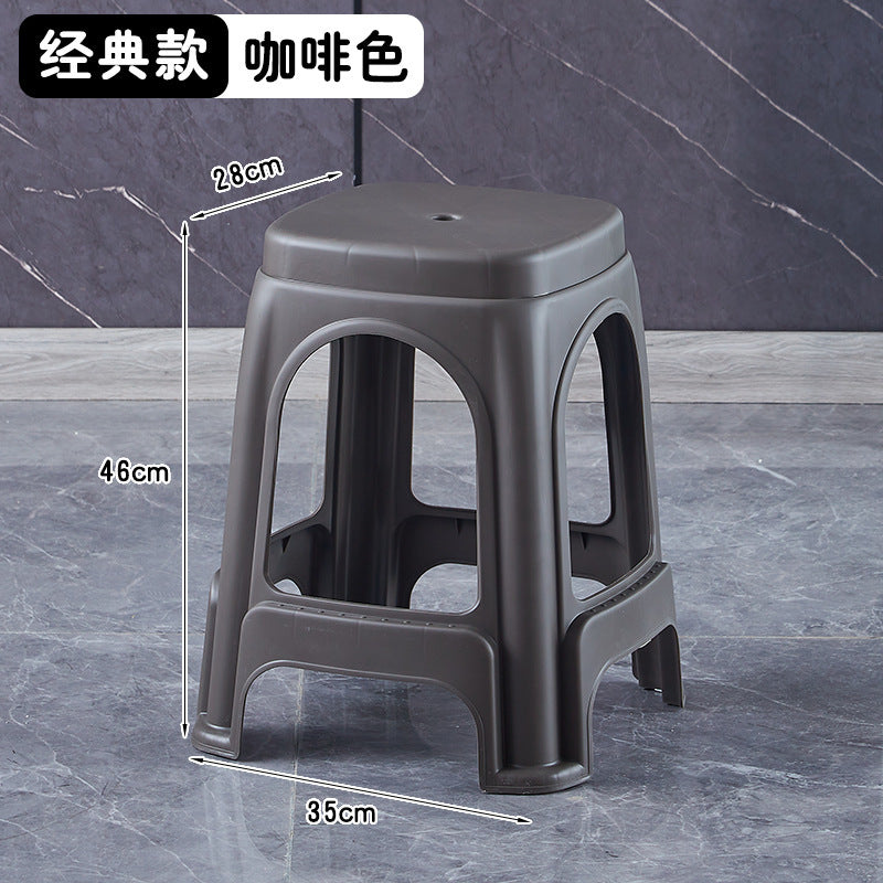 Extra thick red plastic stool cooked glue household thickened dining table stool plastic chair adult high bench high foot stool commercial