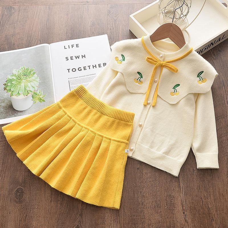 Girls' knitted dress set - spring/autumn  collection - baby dress, cardigan top, and knit sweater set for toddlers