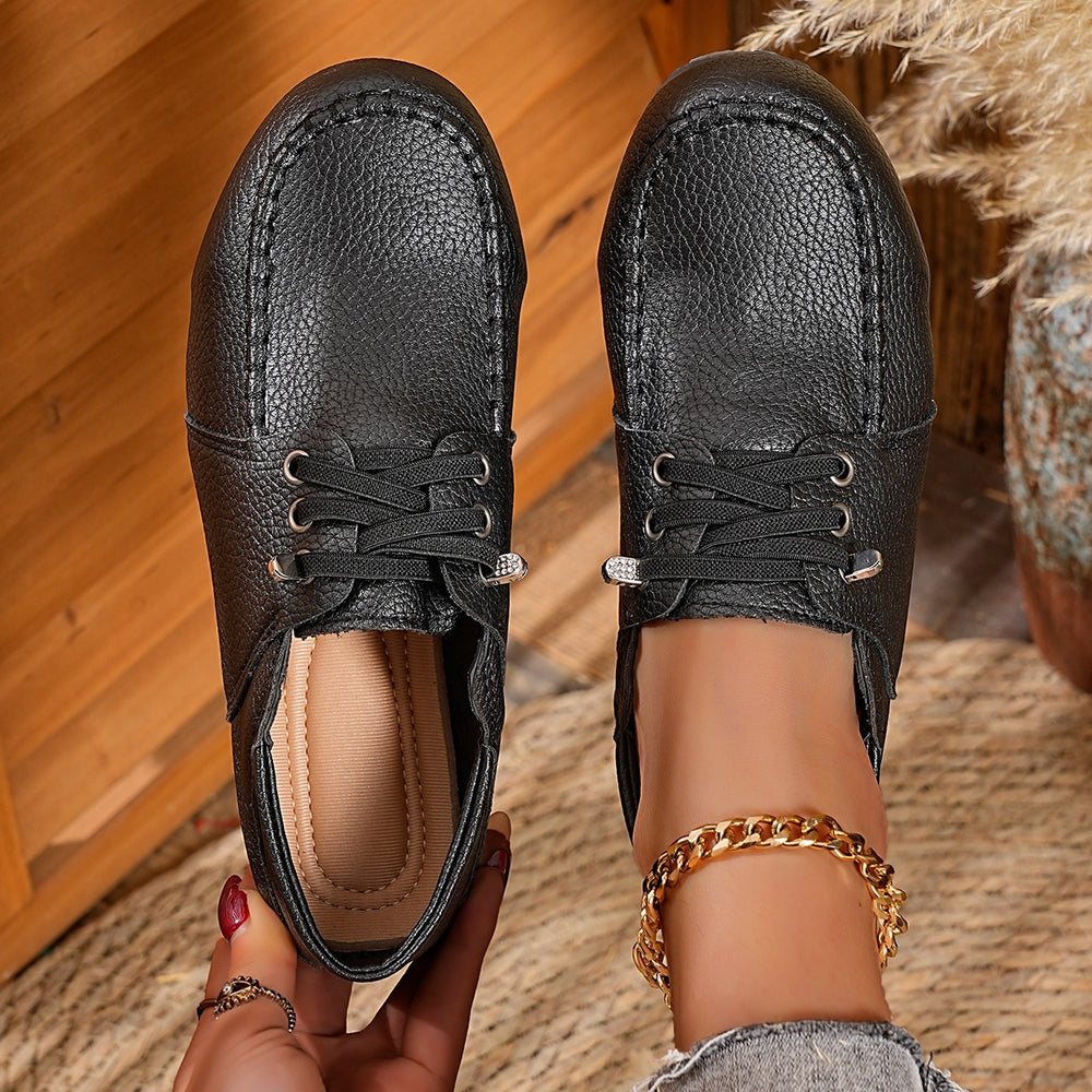 new cross-border retro soft leather soft sole non-slip middle-aged and elderly women's two-wear flats, moccasin shoes