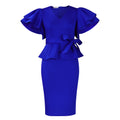 D569 cross-border women's fashion  style elegant ruffle trim slim fit dress ladies' gown african dress