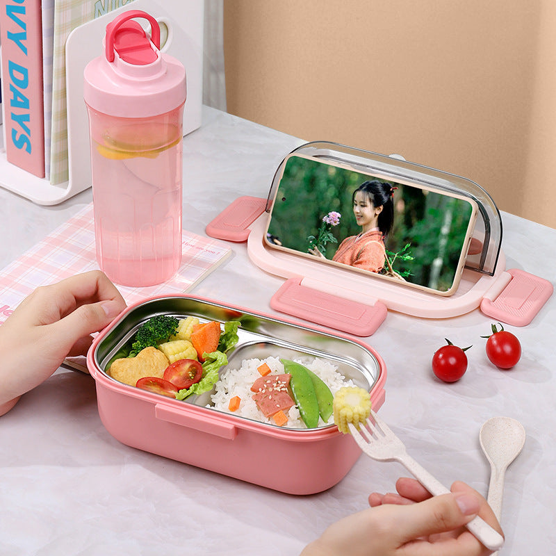 304 stainless steel lunch box can be heated in microwave oven, and office workers bring rice-tight bento boxes to seal the new lunch boxes.