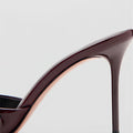 Mng mango women's chocolate brown patent leather heeled sandals with floral detail