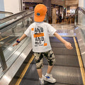 Boys' short-sleeve summer outfit set -  new collection - kids' & teens' camouflage two-piece set - street style, cool & trendy