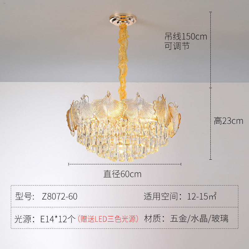 French crystal chandelier cream wind lighting glass medieval lamps light luxury 2023 new living room master bedroom lamp