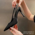 2023 women's summer new rhinestone pointed-toe silver high heels - elegant ladies' stiletto heel sandals
