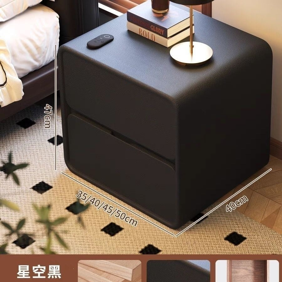 Langyu jia accessible luxury modern casual storage for home bedside cabinet bedroom narrow small ultra small leather leather solid wood
