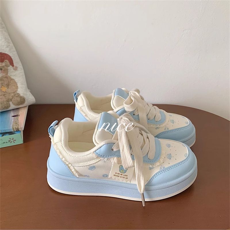 Breathable bear sneakers women's  new summer thick solewhite shoes with skirt easiest for match bread shoes