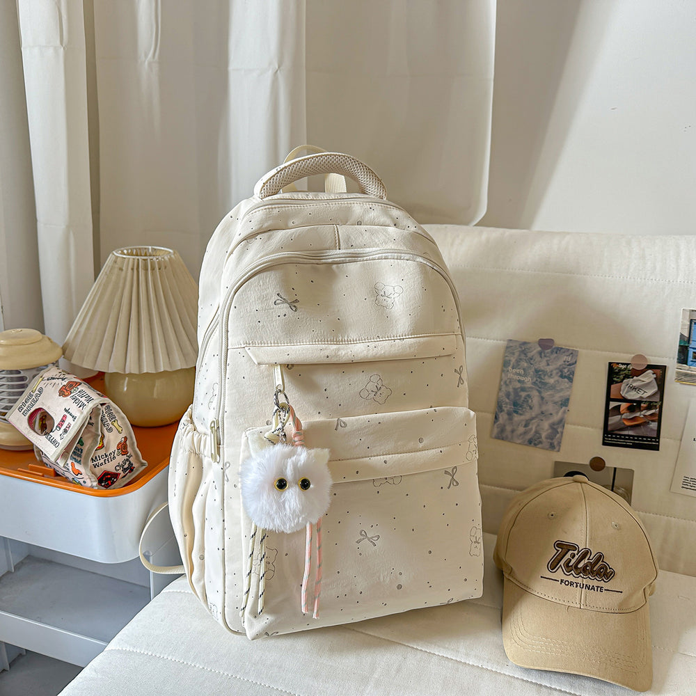 New arrival fresh school bag easiest for match college student junior high school girl polka dot floral large capacity cute lightweight backpack