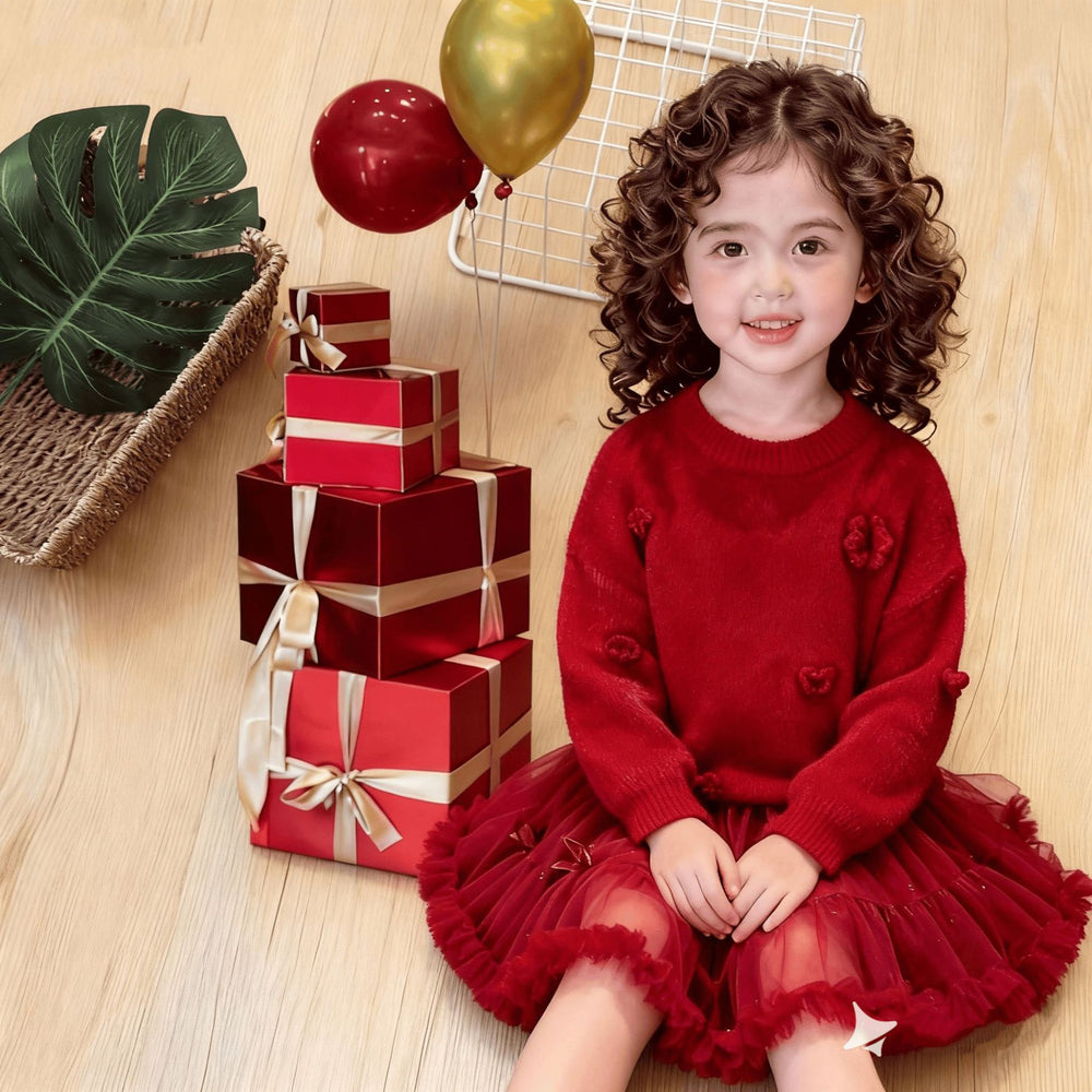 Girls' faux mink sweater - new  winter collection: warm, thick knit top for kids, soft and cozy knitwear for girls