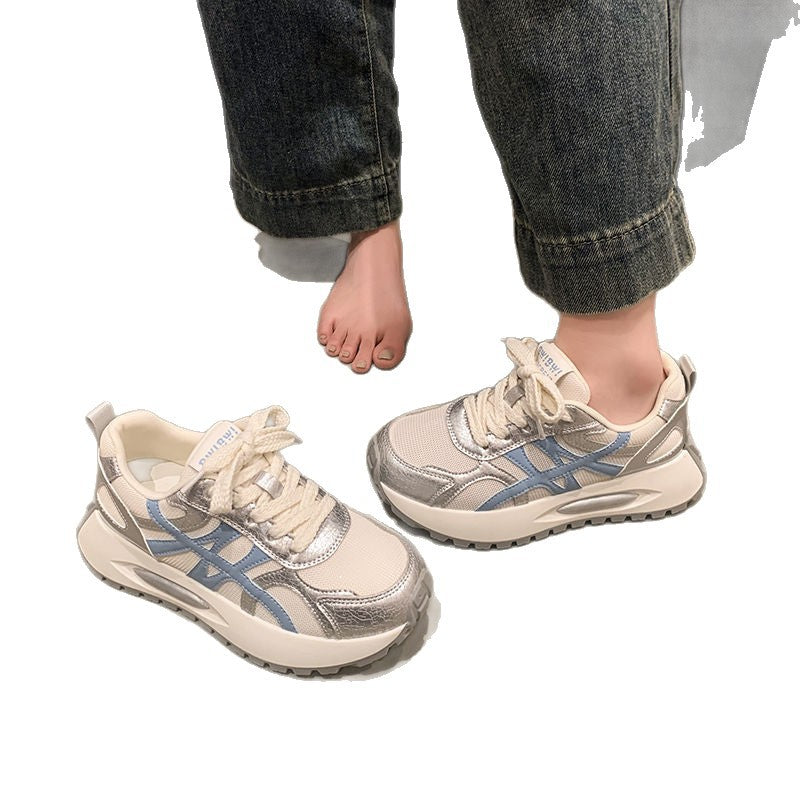 Dexun shoes women's 2025 spring and summer fashion versatile women's shoes summer mesh shoes women's breathable mesh Forrest Gump shoes women's thick soles