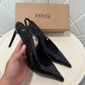 Mng women's high heels - spring 2026 new arrivals: patent leather pointed-toe elegant pumps, stiletto heel mules