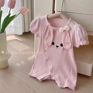 Baby summer short-sleeve romper - adorable cartoon design, newborn & infant short-sleeve crawling suit, summer outfit