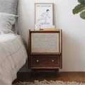 Japanese solid wood bedside table rattan bedroom wabi-sabi storage cabinet casual night light drawer medieval storage sofa side cabinet