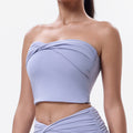 new arrival sports tube top yoga wear tops women's pure color pleated back silm sports intimates fitness wear
