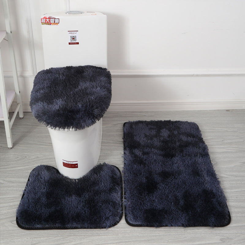 Custom tie-dye plush toilet seat cover set - non-slip floor mats & absorbent bathroom accessories - hot selling on