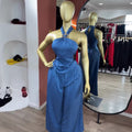 European and american cross-border women's fashion  summer new arrival: elegant halter neck slim-fit sleeveless top and wide-leg pants casual set