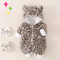 Baby romper - spring/autumn newborn outfit - cute leopard print crawling suit - 0 year old unisex baby fleece jumpsuit