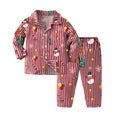 Source factory cross-border new product kidssuitstripesshirt pajamas two-piece set christmas kids pajamas home clothes