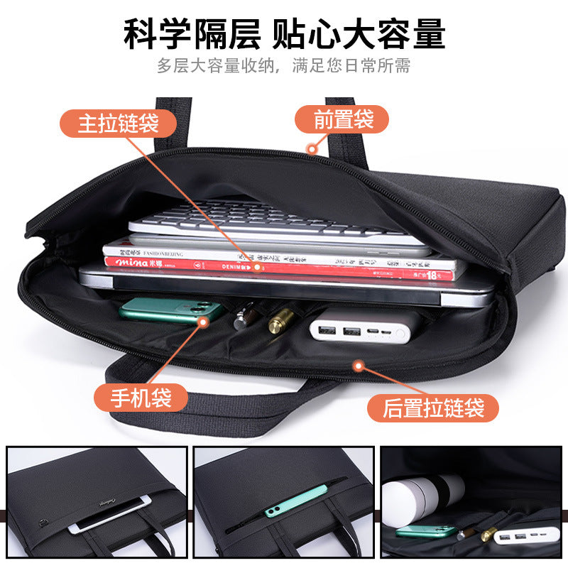 Business oxford cloth briefcase - men's large capacity tote bag, document bag, waterproof canvas office conference file bag