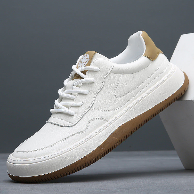 2026 spring new men's shoes versatile white sneakers men's breathable casual leather trendy shoes waterproof casual skate shoes for men
