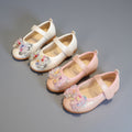 spring/autumn korean style girls' leather shoes, bowknot princess flats, children's velcro performance dance shoes, flat sole
