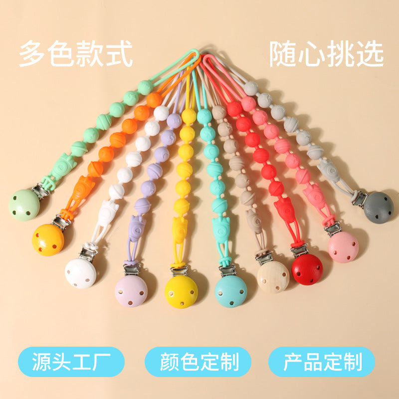 Baby food grade silicone anti-drop chain gnawing tooth glue anti-drop bracelet beech anti-drop pacifier clip baby pacifier chain