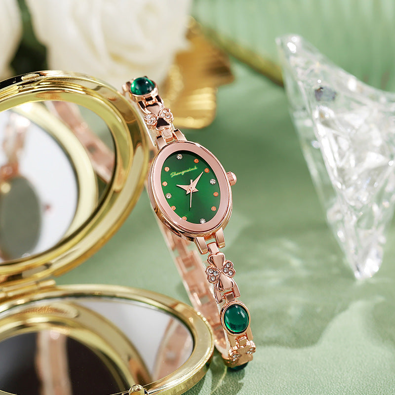 New arrival shangmei brand high-looking casualfashionelegantaccessible luxury diamond-encrusted retro oval watch women's watch