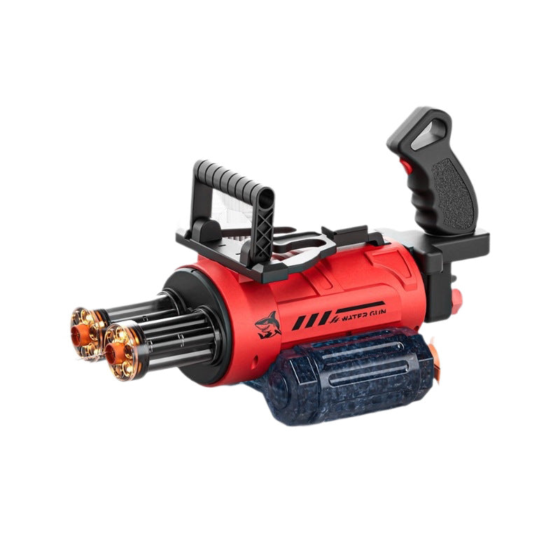 New ai-powered voice-activated double-barrel gatling electric water gun - high-pressure pulse, rotating, flashing, boy's toy