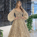 new cross-border gold heavy beaded luxury evening gown - sexy socialite queen long dress yq7109