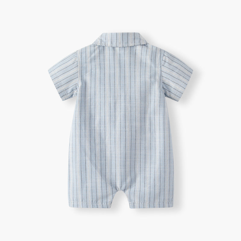 Baby summer clothes thin baby onesie striped cotton newborn clothes short sleeve boy's romper air conditioning suit