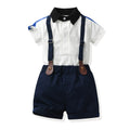 European and american new boys' summer two-piece set: boys' summer outfit, cotton patchwork polo shirt, t-shirt for mid-to-large children