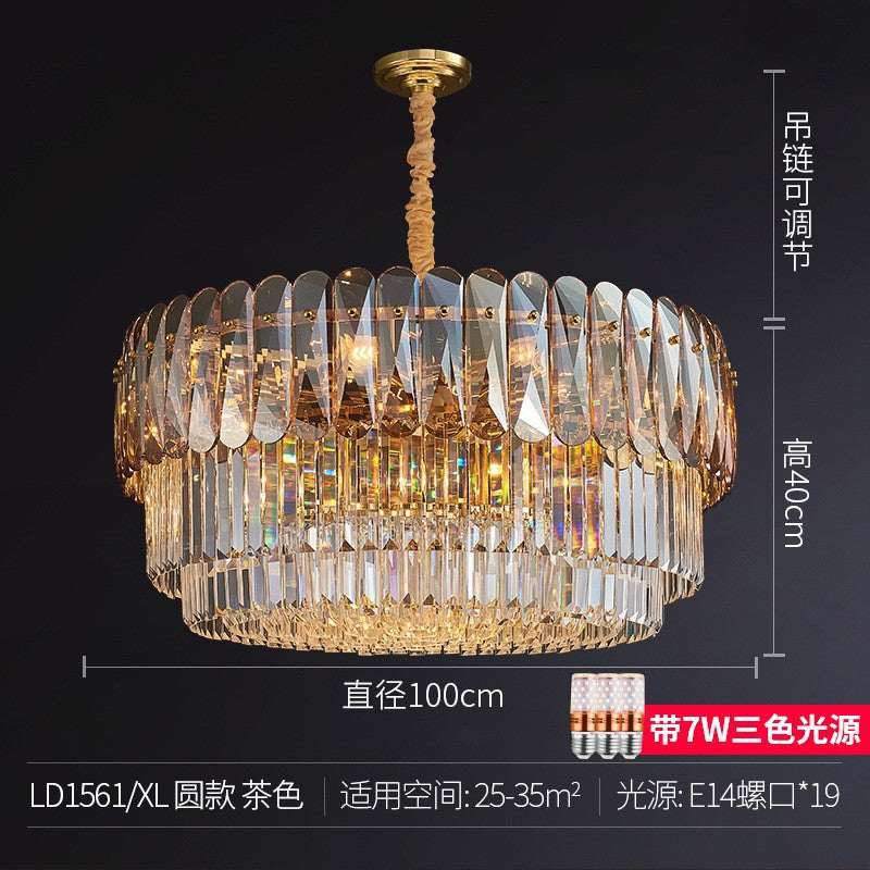 Light luxury crystal lamp creative living room chandelier post-modern simple atmosphere high-end villa Hong Kong-style restaurant bedroom lighting